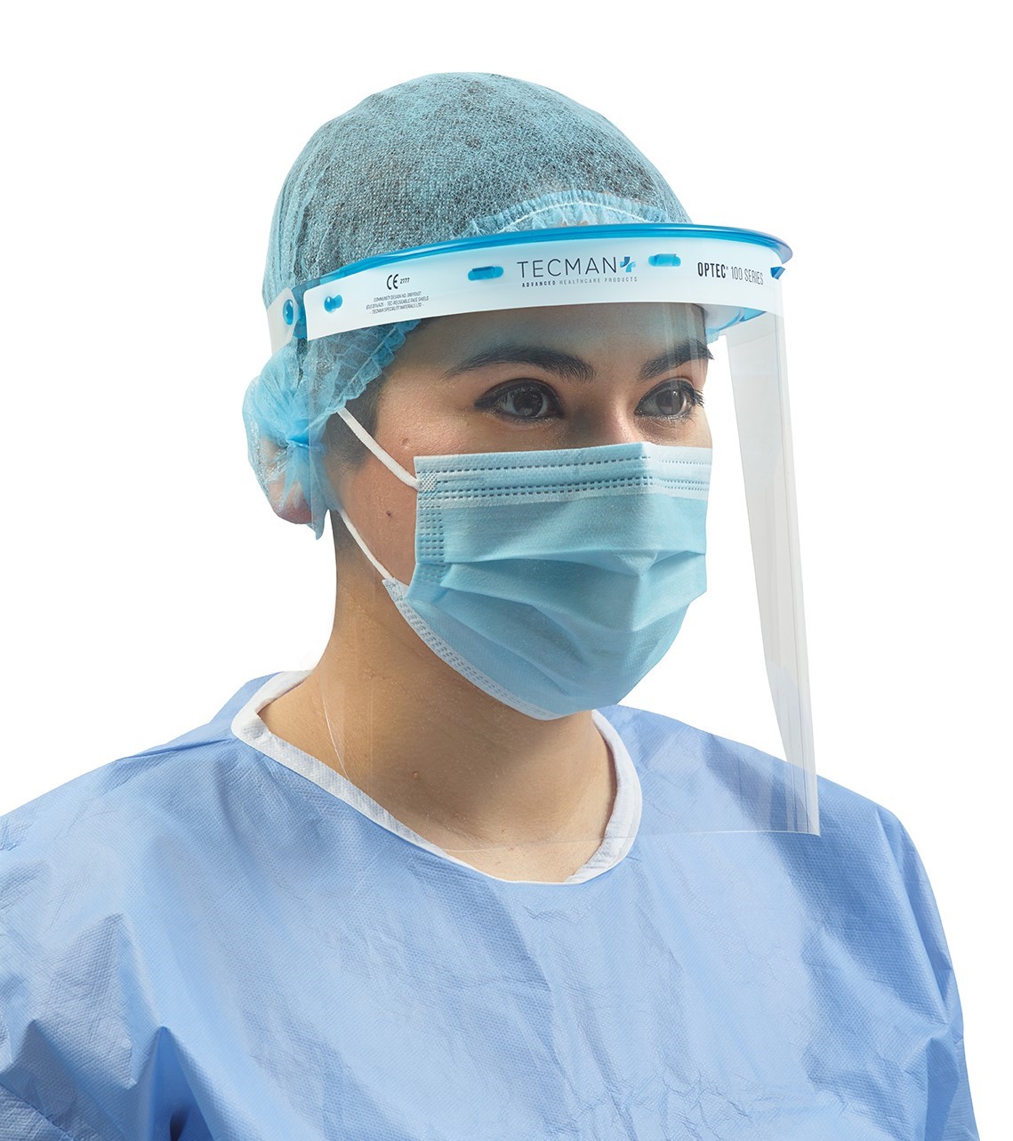 Tecman Optec Reusable Face Shield Blue CMYK Lores
